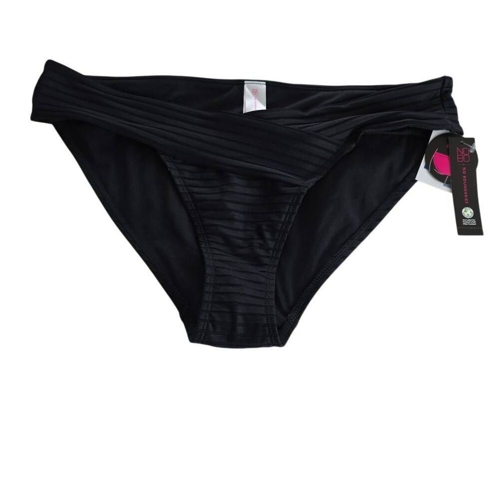No Boundaries Women's Size Large Black V Front Ribbed Bikini Bottoms
